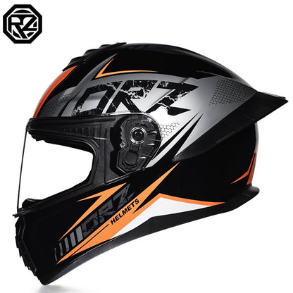 Orz3C Certified Motorcycle Helmet Men's and Women's Dual-Lens Full-Face Helmet Summer Personalized Tail Bluetooth Semi-Full Coverage