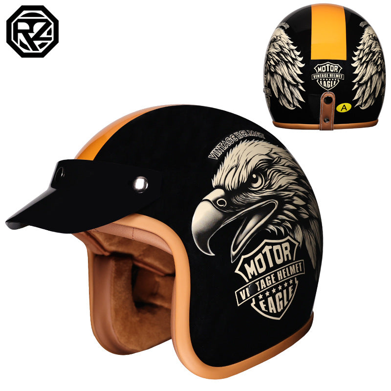 Orz Retro Helmet Motorcycle Safety Helmet High Color Value Pedal Motorcycle Three and a Half Helmet Men and Women Four Seasons