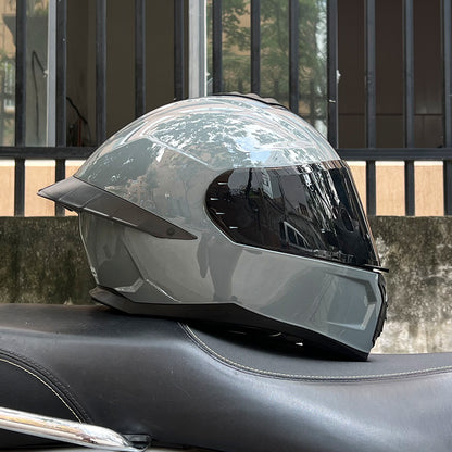 Orz3C Certified Motorcycle Helmet Men's and Women's Dual-Lens Full-Face Helmet Summer Personalized Tail Bluetooth Semi-Full Coverage