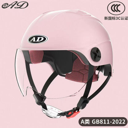 Ad Electric Motorcycle Helmet for Men and Women, Summer 3C Certified Half Helmet, Battery Car Safety Helmet, Sun Protection for Riding