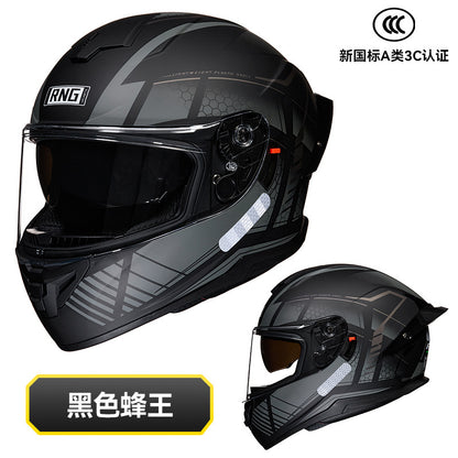 New National Standard 3C/Dot Certified Motorcycle Helmet Dual Lens with Bluetooth Headset Glasses Slot Full Face Motorcycle Helmet