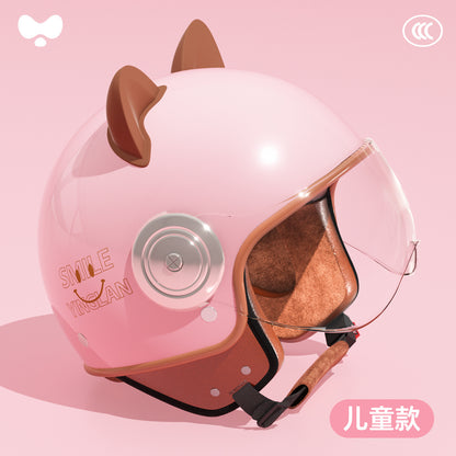 Cute Winter Warm Motorcycle Helmet for Children, Parent-Child Electric Bike Helmet for Girls, 3C Certified, Boys' Safety Helmet