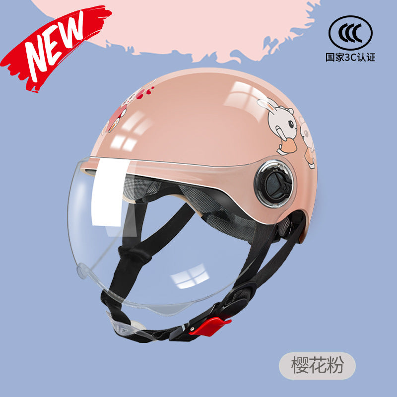 3C Certified Motorcycle Helmet Summer Collision Avoidance for Boys and Girls Aged 6-14 Four Seasons Universal Electric Vehicle Safety Helmet