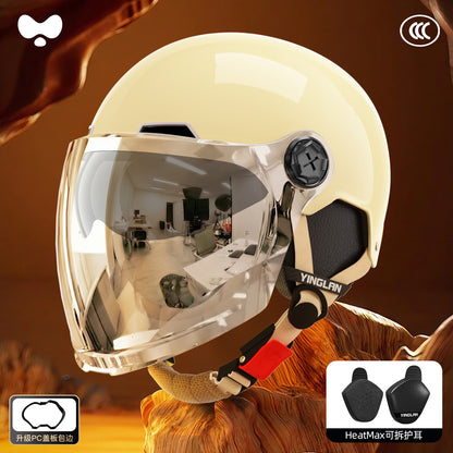 Electric Vehicle Helmet for Women, Sun Protection, 3C Certified, Suitable for All Seasons, Winter Warmth, Battery Motorcycle Safety Helmet for Men