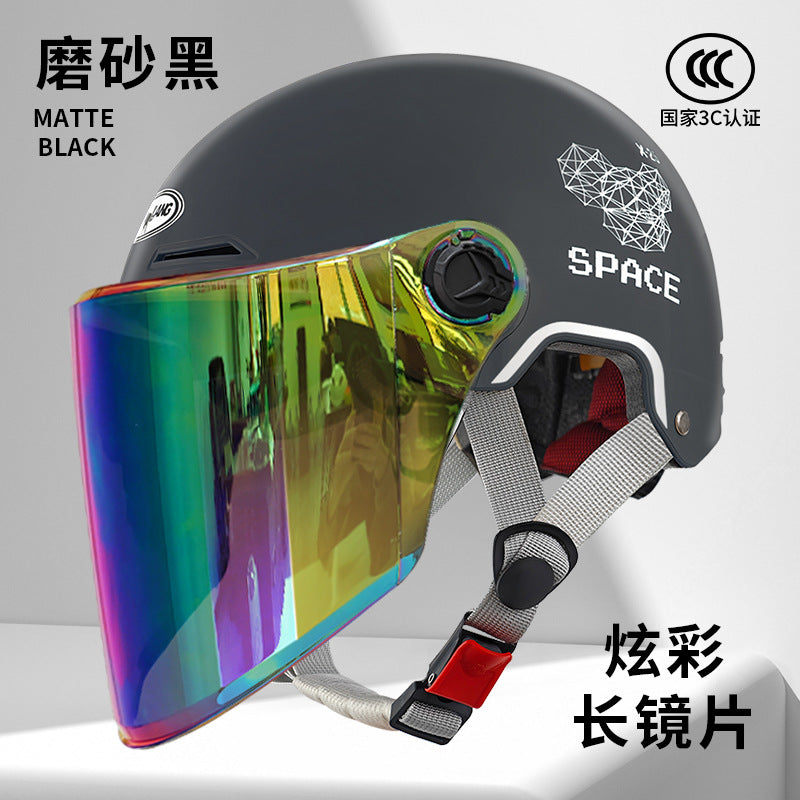 3C Certified Summer Electric Vehicle Motorcycle Helmet for Men and Women, Battery Vehicle, Universal Summer Half Helmet for All Seasons