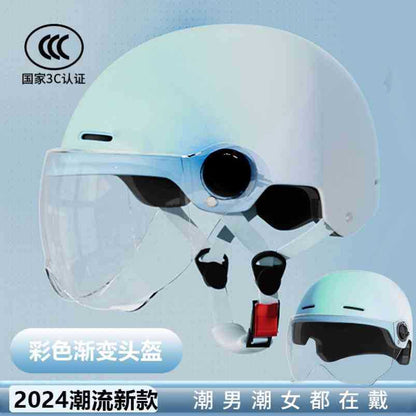 Electric Motorcycle Helmet Men's and Women's Safety Hat Autumn and Winter Four Seasons Battery Car Riding Half Helmet