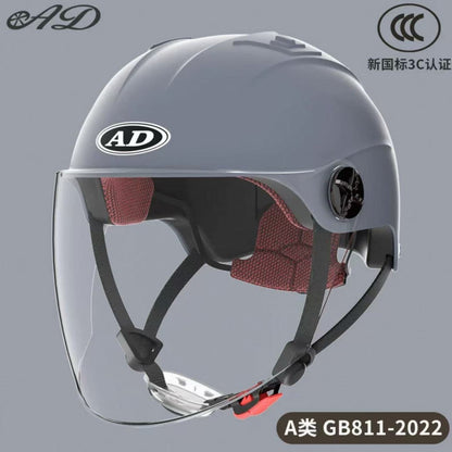Ad Electric Motorcycle Helmet for Men and Women, Summer 3C Certified Half Helmet, Battery Car Safety Helmet, Sun Protection for Riding