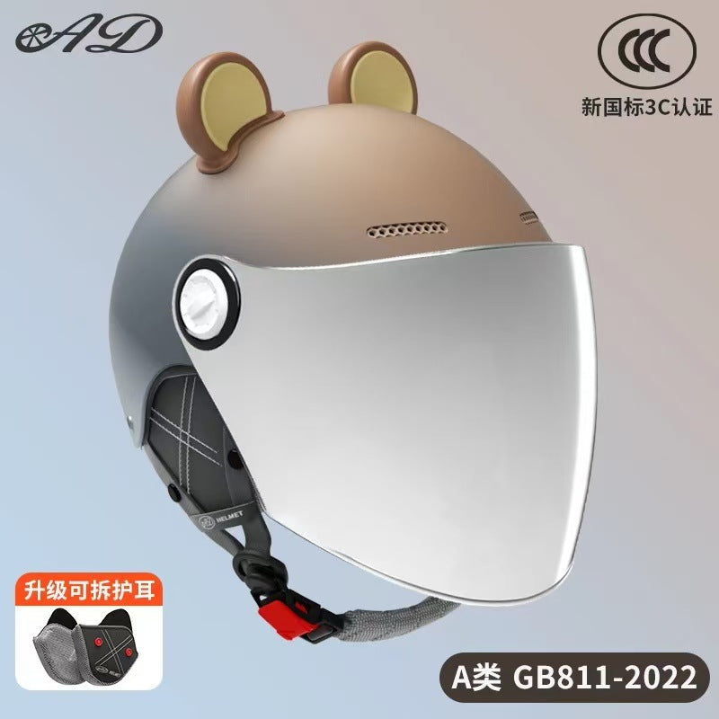 Ad Factory 3C Certified Electric Vehicle Helmet Men's and Women's Couple Helmet All-Season Motorcycle Summer Sun Protection Half Helmet