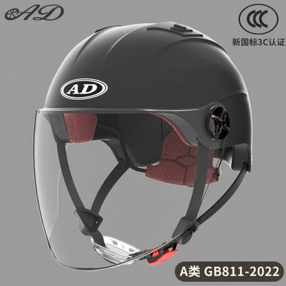 Ad Electric Motorcycle Helmet for Men and Women, Summer 3C Certified Half Helmet, Battery Car Safety Helmet, Sun Protection for Riding