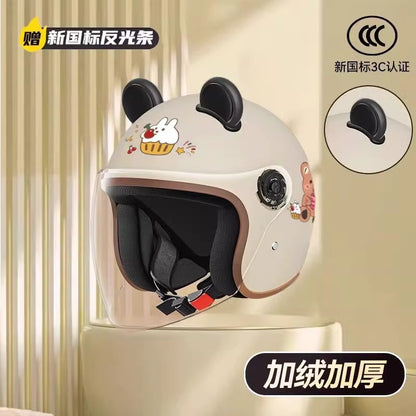 helmet 3c certification electric car men and women four seasons universal battery motorcycle safety helmet winter warm half helmet