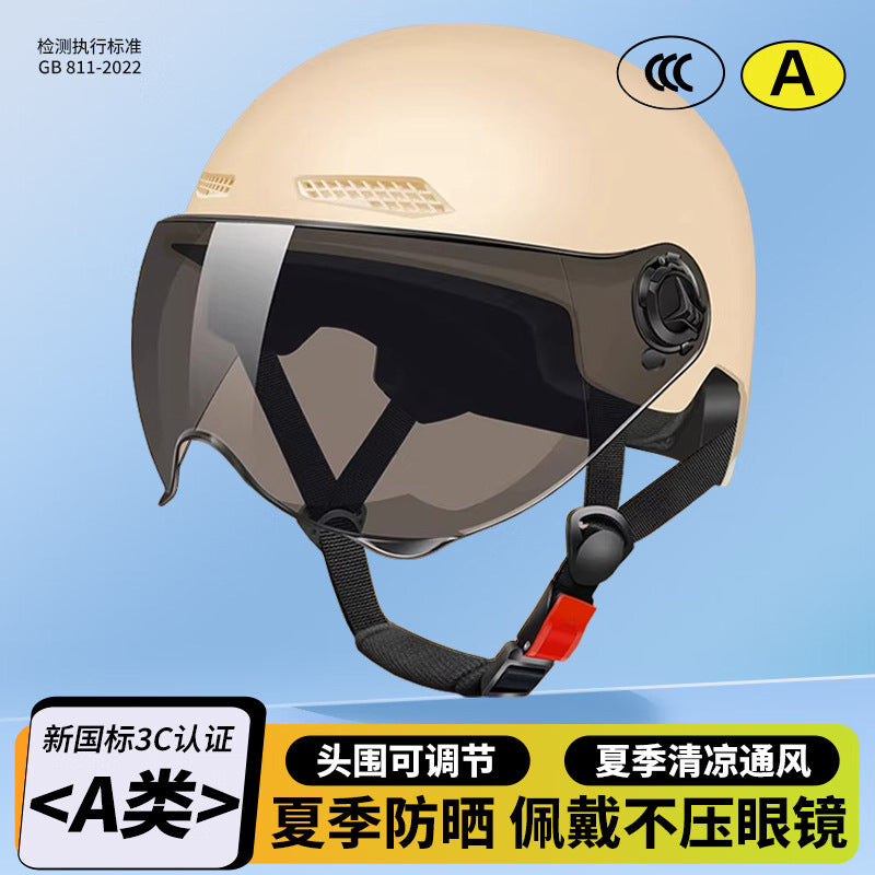 EleCtriC VehiCle Helmet for Men and Women in Summer Sun ProteCtion EleCtriC VehiCle Helmet 3C Certified Lightweight Half Helmet ManufaCturer Spot DireCt Supply