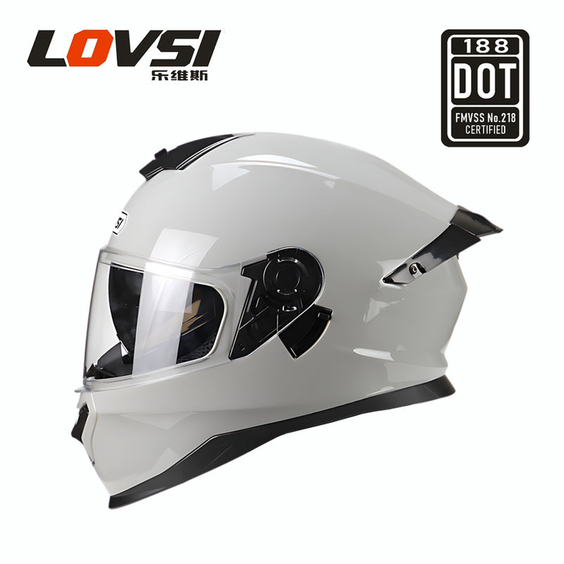 Dot Certified Winter Motorcycle Helmet Gray Dual Lens Four-Season Helmet Men's and Women's Winter Safety Helmet Full-Face Helmet