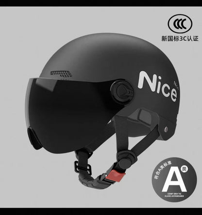 New National Standard 3C Certified Electric Vehicle Helmet for Men, Summer, Women's Battery Motorcycle Half Helmet, Lightweight Anti-Collision Helmet