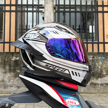 Orz3C Certified Motorcycle Helmet Men's and Women's Dual-Lens Full-Face Helmet Summer Personalized Tail Bluetooth Semi-Full Coverage