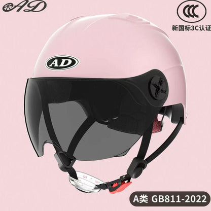 Ad Electric Motorcycle Helmet for Men and Women, Summer 3C Certified Half Helmet, Battery Car Safety Helmet, Sun Protection for Riding