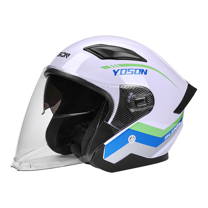 Double-Mirror National Standard Certified Helmet for Electric Vehicles, Unisex Half-Helmet for All Seasons, Safety Helmet for Riding Motorcycles