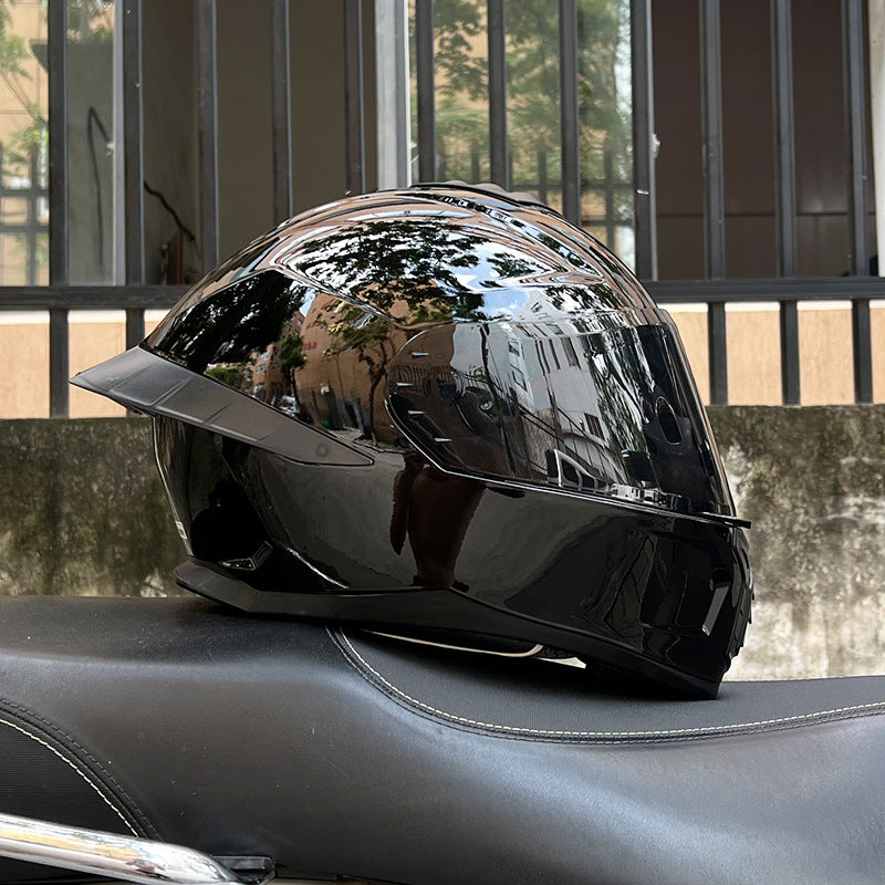 Orz3C Certified Motorcycle Helmet Men's and Women's Dual-Lens Full-Face Helmet Summer Personalized Tail Bluetooth Semi-Full Coverage
