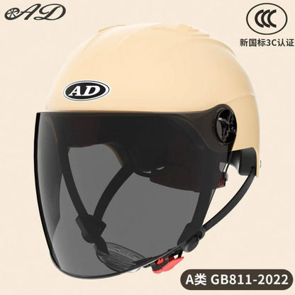 Ad Electric Motorcycle Helmet for Men and Women, Summer 3C Certified Half Helmet, Battery Car Safety Helmet, Sun Protection for Riding
