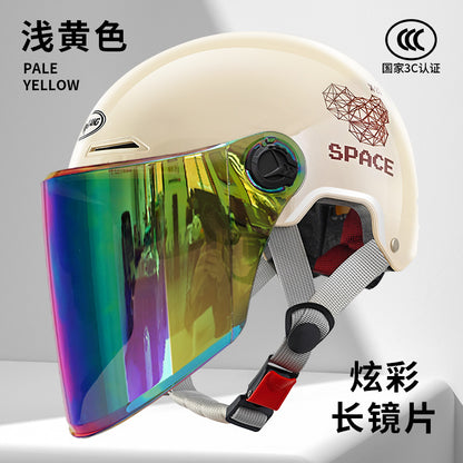 3C Certified Summer Electric Vehicle Motorcycle Helmet for Men and Women, Battery Vehicle, Universal Summer Half Helmet for All Seasons