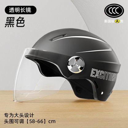 3C Certified Large Electric Car Helmet Men's Four Seasons Universal Helmet Battery Motorcycle plus size Half Helmet Summer Helmet for Women