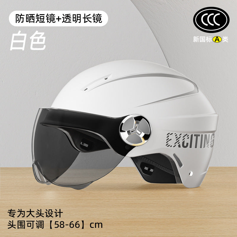 3C Certified Large Electric Car Helmet Men's Four Seasons Universal Helmet Battery Motorcycle plus size Half Helmet Summer Helmet for Women