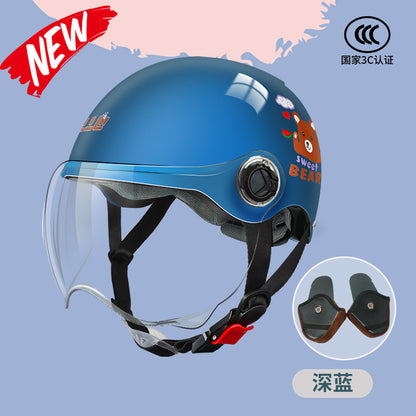 3C Certified Motorcycle Helmet Summer Collision Avoidance for Boys and Girls Aged 6-14 Four Seasons Universal Electric Vehicle Safety Helmet