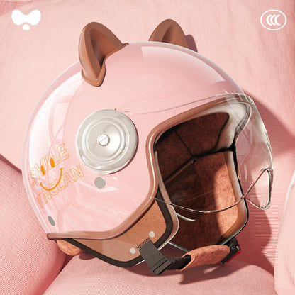 Cute Winter Warm Motorcycle Helmet for Children, Parent-Child Electric Bike Helmet for Girls, 3C Certified, Boys' Safety Helmet