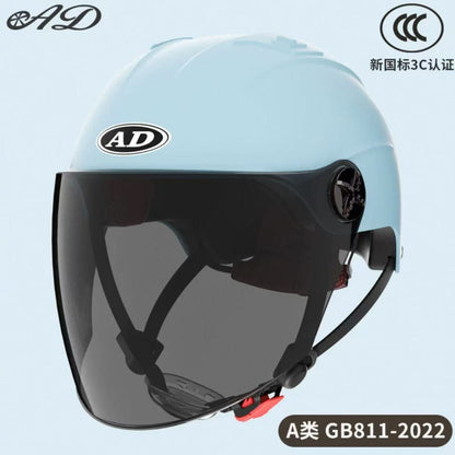Ad Electric Motorcycle Helmet for Men and Women, Summer 3C Certified Half Helmet, Battery Car Safety Helmet, Sun Protection for Riding