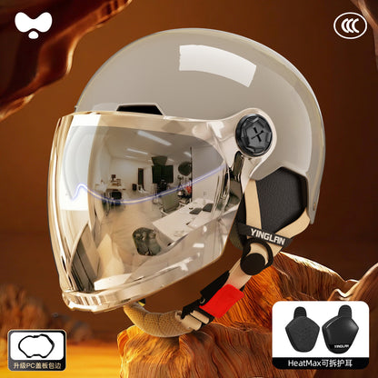Electric Vehicle Helmet for Women, Sun Protection, 3C Certified, Suitable for All Seasons, Winter Warmth, Battery Motorcycle Safety Helmet for Men