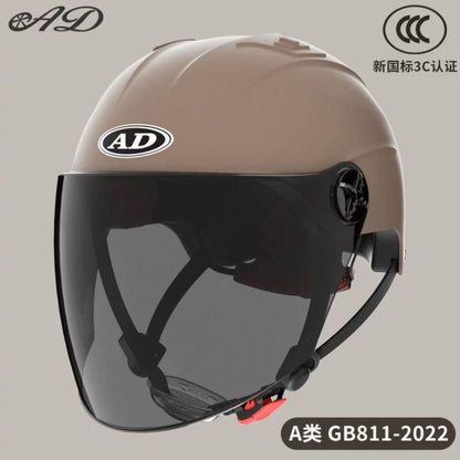 Ad Electric Motorcycle Helmet for Men and Women, Summer 3C Certified Half Helmet, Battery Car Safety Helmet, Sun Protection for Riding
