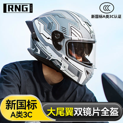 New National Standard 3C/Dot Certified Motorcycle Helmet Dual Lens with Bluetooth Headset Glasses Slot Full Face Motorcycle Helmet