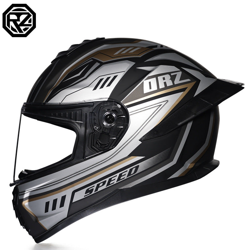 Orz3C Certified Motorcycle Helmet Men's and Women's Dual-Lens Full-Face Helmet Summer Personalized Tail Bluetooth Semi-Full Coverage
