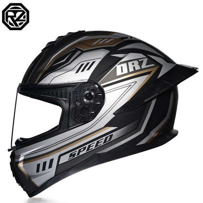 Orz3C Certified Motorcycle Helmet Men's and Women's Dual-Lens Full-Face Helmet Summer Personalized Tail Bluetooth Semi-Full Coverage