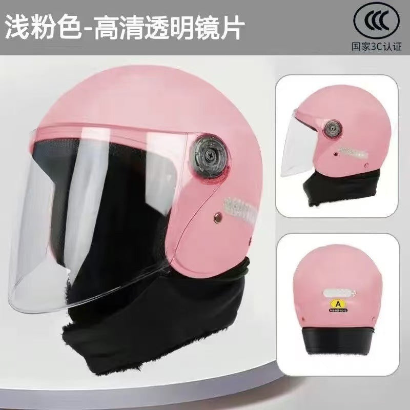 Suitable for Electric Vehicle Helmets, Autumn and Winter All-Season Helmets, Unisex Cold-Proof and Warm Motorcycle Lightweight Helmets