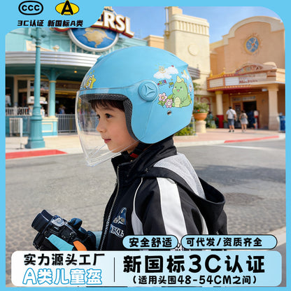 New National Standard 3C Certified Kidsren's Helmet for Boys and Girls, Universal Autumn and Winter Electric Motorcycle Helmet for Cycling