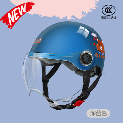 3C Certified Motorcycle Helmet Summer Collision Avoidance for Boys and Girls Aged 6-14 Four Seasons Universal Electric Vehicle Safety Helmet