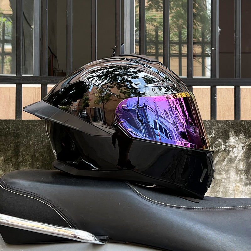 Orz3C Certified Motorcycle Helmet Men's and Women's Dual-Lens Full-Face Helmet Summer Personalized Tail Bluetooth Semi-Full Coverage