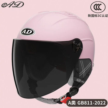 Ad Electric Motorcycle Helmet for Men and Women, Summer 3C Certified Half Helmet, Battery Car Safety Helmet, Sun Protection for Riding