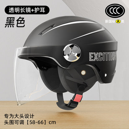 3C Certified Large Electric Car Helmet Men's Four Seasons Universal Helmet Battery Motorcycle plus size Half Helmet Summer Helmet for Women
