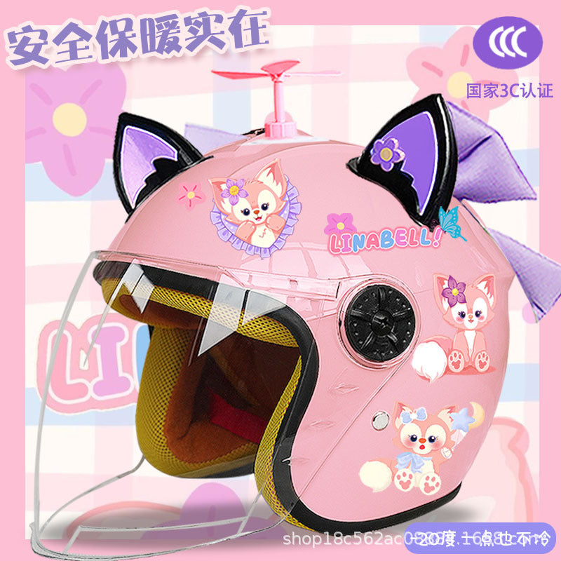 Winter Children's Electric Car Helmet Warm Half Helmet Motorcycle Aileen Nabel Autumn and Winter Cold-proof Helmet
