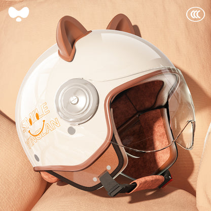 Cute Winter Warm Motorcycle Helmet for Children, Parent-Child Electric Bike Helmet for Girls, 3C Certified, Boys' Safety Helmet