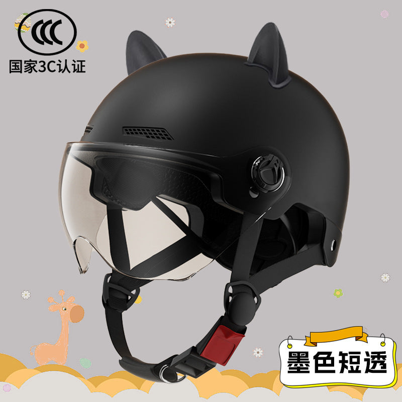 2024 New cat Ears Electric Vehicle Helmet 3c certified Men's and Women's Summer cycling Sunscreen Helmet Ready Direct Supply