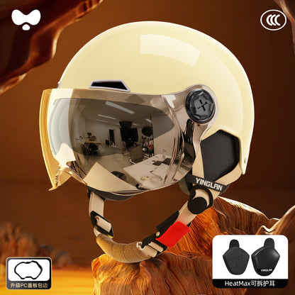 Electric Vehicle Helmet for Women, Sun Protection, 3C Certified, Suitable for All Seasons, Winter Warmth, Battery Motorcycle Safety Helmet for Men