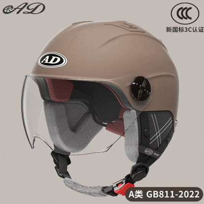 Ad Electric Motorcycle Helmet for Men and Women, Summer 3C Certified Half Helmet, Battery Car Safety Helmet, Sun Protection for Riding