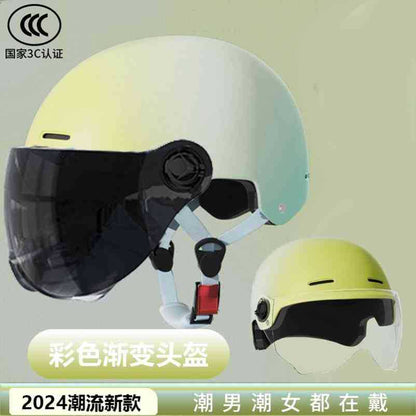 Electric Motorcycle Helmet Men's and Women's Safety Hat Autumn and Winter Four Seasons Battery Car Riding Half Helmet