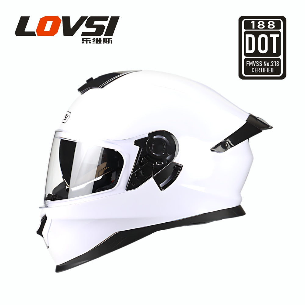 Dot Certified Winter Motorcycle Helmet Gray Dual Lens Four-Season Helmet Men's and Women's Winter Safety Helmet Full-Face Helmet