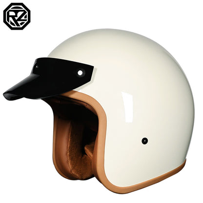 Orz Retro Helmet Motorcycle Safety Helmet High Color Value Pedal Motorcycle Three and a Half Helmet Men and Women Four Seasons