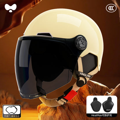 Electric Vehicle Helmet for Women, Sun Protection, 3C Certified, Suitable for All Seasons, Winter Warmth, Battery Motorcycle Safety Helmet for Men