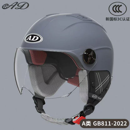 Ad Electric Motorcycle Helmet for Men and Women, Summer 3C Certified Half Helmet, Battery Car Safety Helmet, Sun Protection for Riding