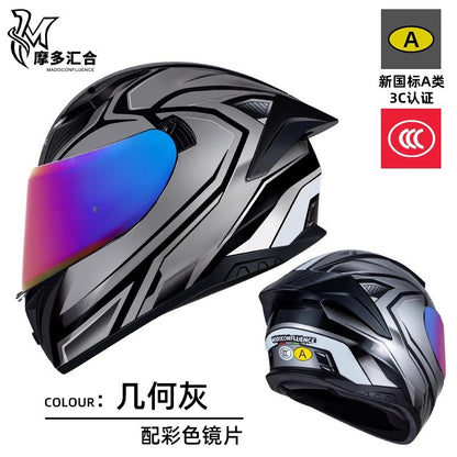 Motorcycle Helmet 3C Certified Bluetooth Men's and Women's All-Season Universal Personalized Electric Cruise Motorcycle Full-Coverage Full-Face Helmet